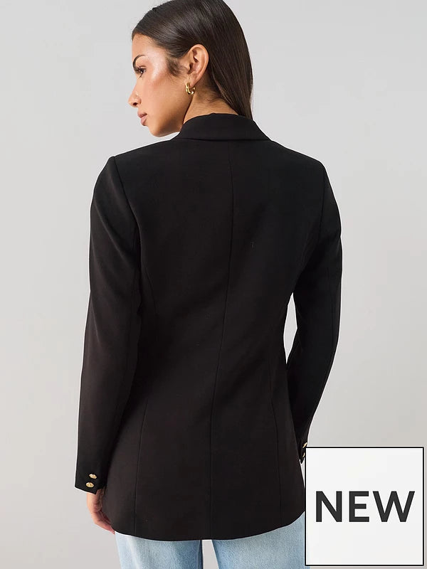 Long Line Military Jacket Black