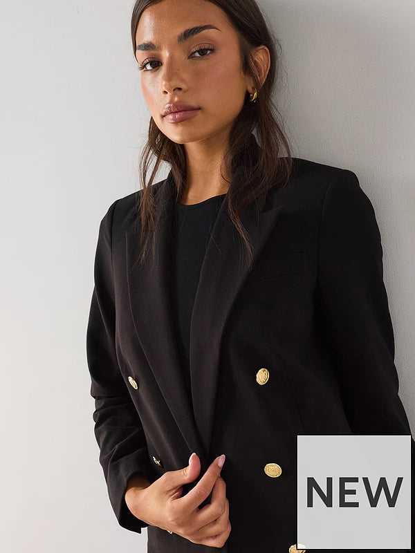 Long Line Military Jacket Black