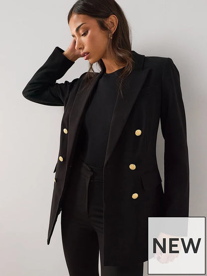 Long Line Military Jacket Black