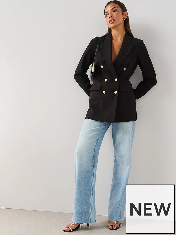 Long Line Military Jacket Black