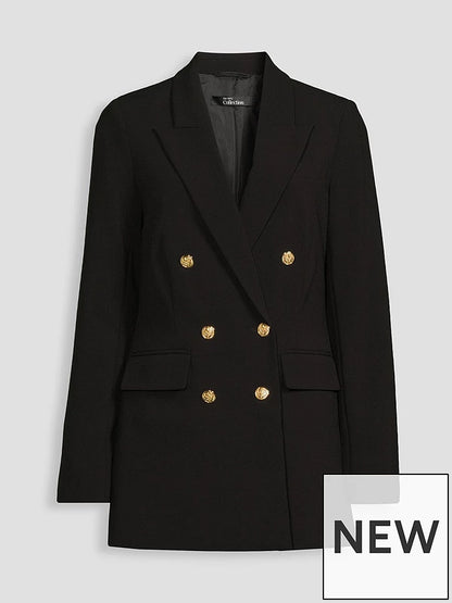 Long Line Military Jacket Black