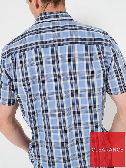 Short Sleeve Check Shirt Blue