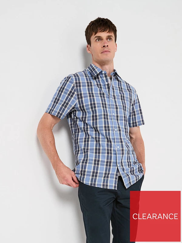 Short Sleeve Check Shirt Blue