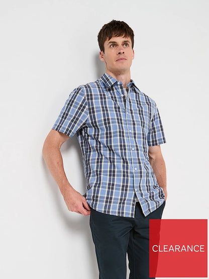 Short Sleeve Check Shirt Blue