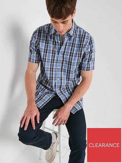 Short Sleeve Check Shirt Blue
