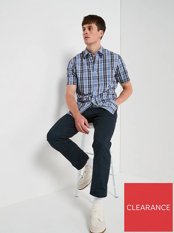 Short Sleeve Check Shirt Blue