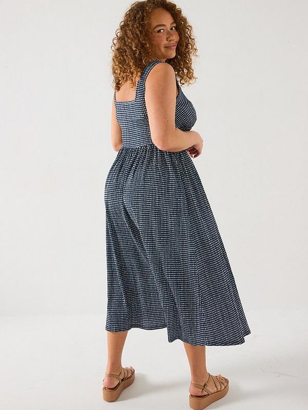 V by Very Curve Gingham Corset Detail Midaxi Dress