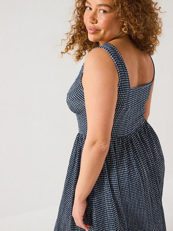 V by Very Curve Gingham Corset Detail Midaxi Dress