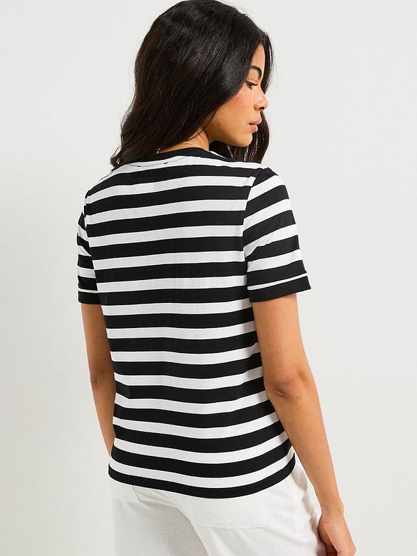 V by Very Club De France Colour Pop T-shirt - Stripe - Black