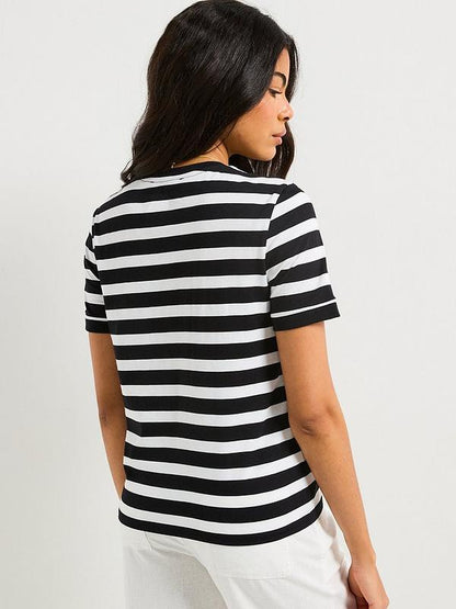 V by Very Club De France Colour Pop T-shirt - Stripe - Black