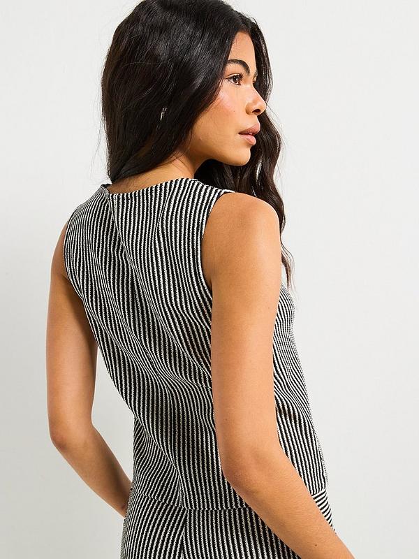 V by Very Button Up Textured Waistcoat and Trouser Set Co-Ord - Stripe