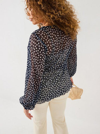 V by Very Curve Tie Detail Mesh Top - Multi