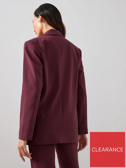 Scarf Tie Blazer-Burgundy