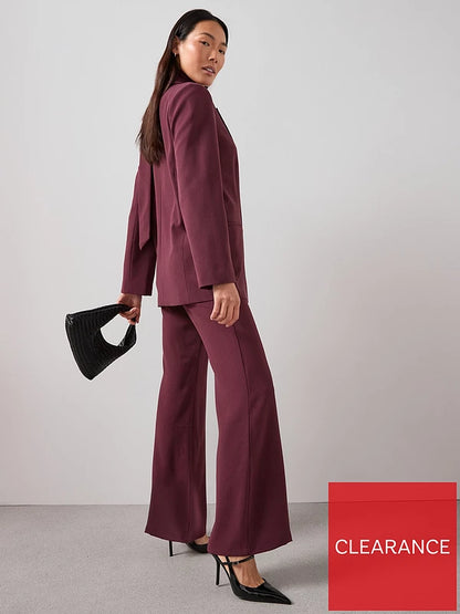 Scarf Tie Blazer-Burgundy