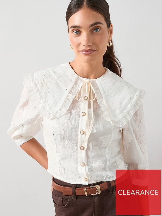 Embellished Peter Pan Collar Applique Tie