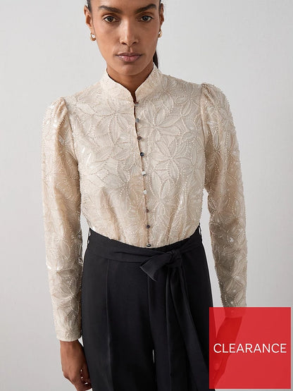 Embellished Button Through Wild Leg Jumpsuit