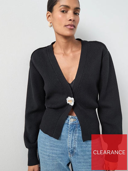 V Neck Cinched Waist Cardigan