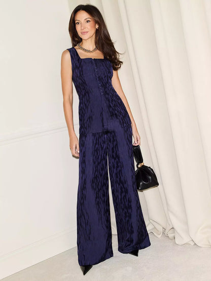 High Waist Wide Leg Trousers and Top Set
