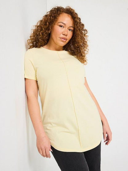 V by Very Curve Scoop Hem T-Shirt - Yellow