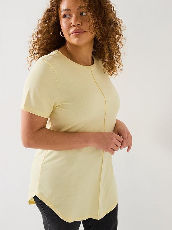 V by Very Curve Scoop Hem T-Shirt - Yellow