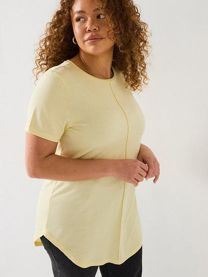 V by Very Curve Scoop Hem T-Shirt - Yellow