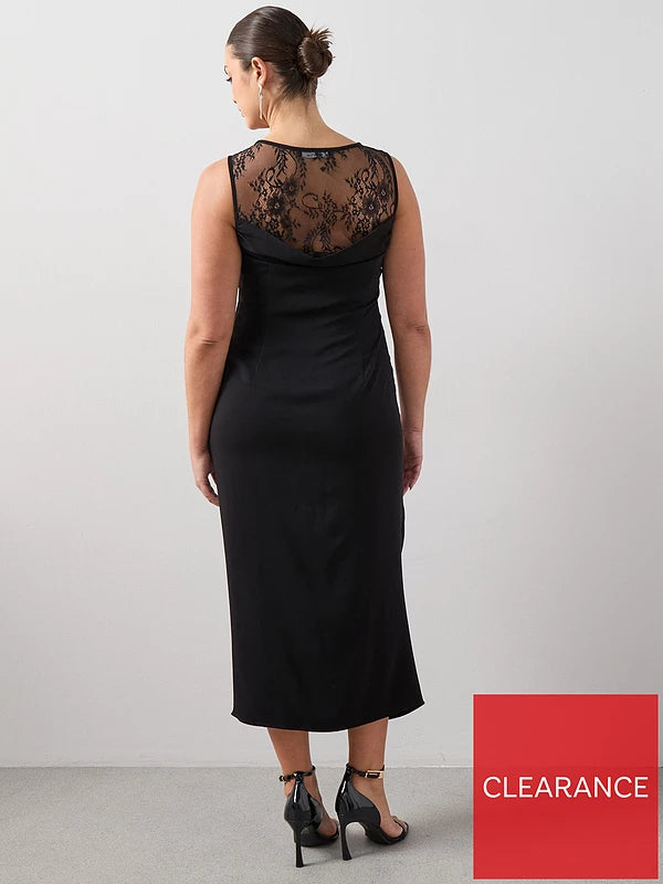 Curve Lace Neck Cowl Midaxi Dress