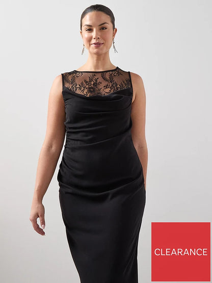 Curve Lace Neck Cowl Midaxi Dress