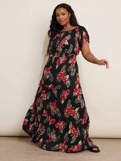 Curve Gypsy Maxi Dress - Blue