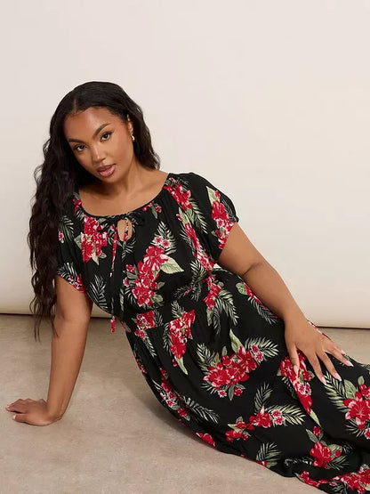 Curve Gypsy Maxi Dress - Blue