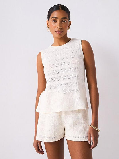Crochet Knit Vest - Cream