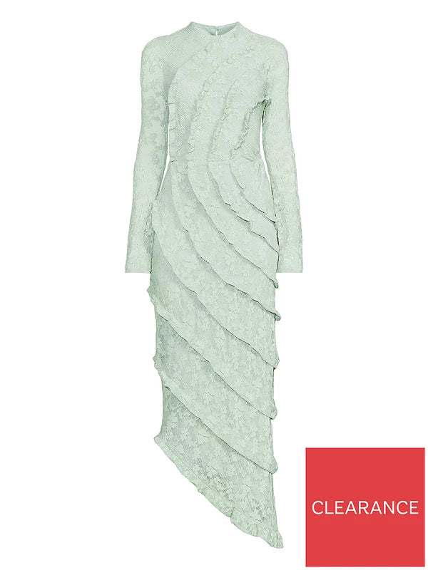 High Neck Lace Midaxi Dress - Green