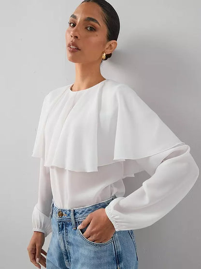 The Very Collection Cape Details Blouse-Cream