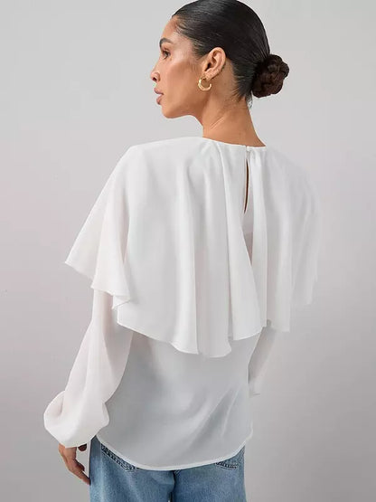 The Very Collection Cape Details Blouse-Cream