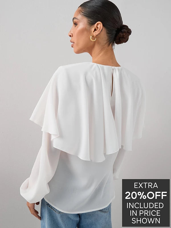 Cape Detail Blouse Cream