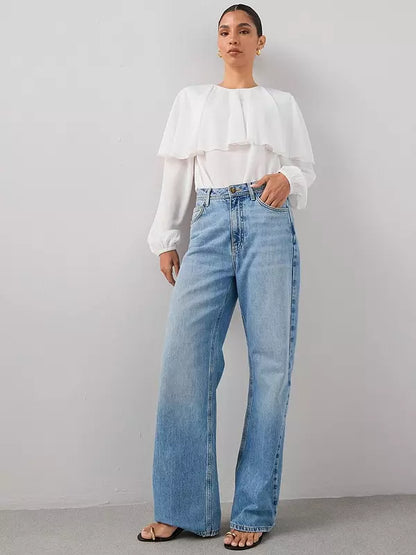 The Very Collection Cape Details Blouse-Cream