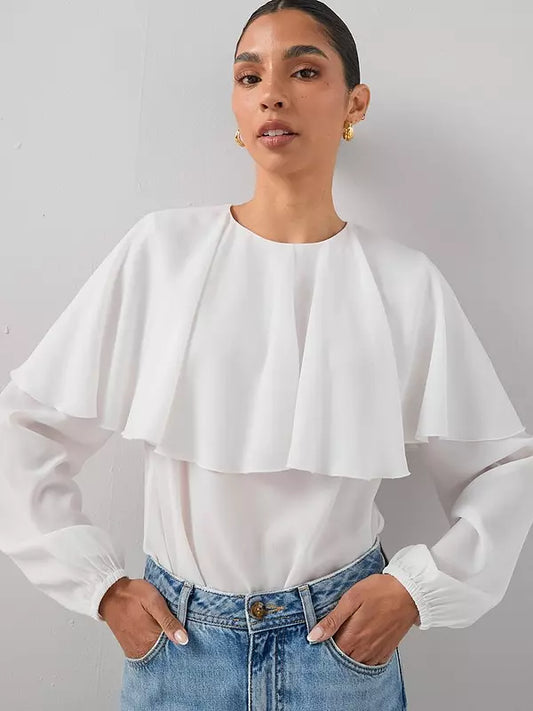 The Very Collection Cape Details Blouse-Cream