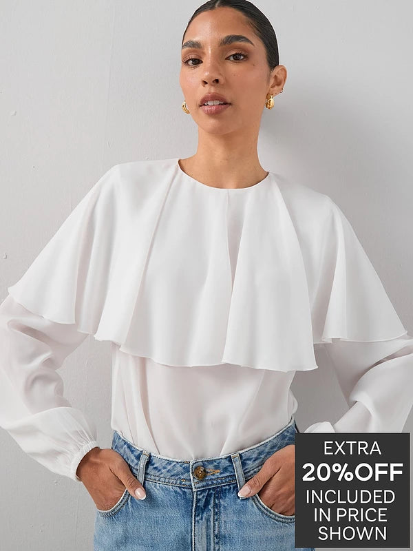 Cape Detail Blouse Cream