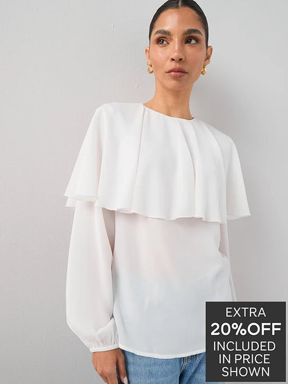 Cape Detail Blouse Cream