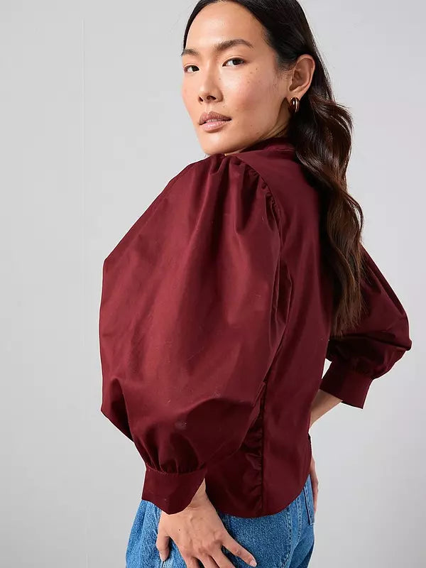 Pussy Bow Balloon Sleeve Blouse