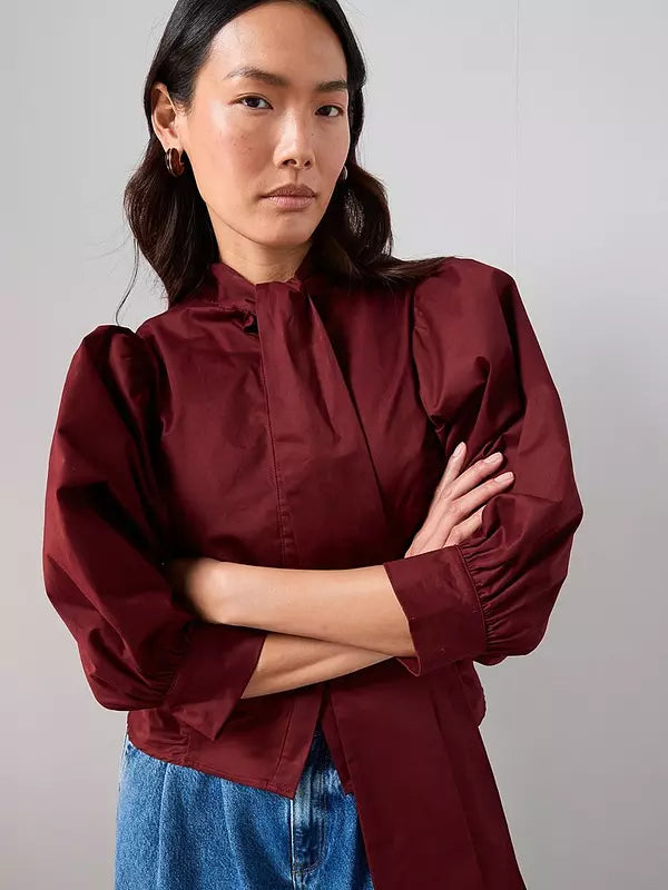 Pussy Bow Balloon Sleeve Blouse