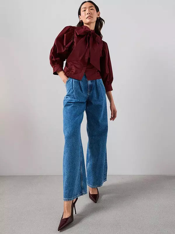 Pussy Bow Balloon Sleeve Blouse