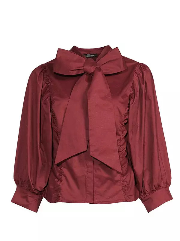 Pussy Bow Balloon Sleeve Blouse