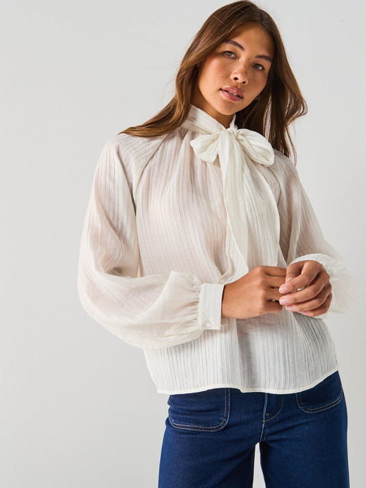 Curve Chiffon Bow Neck Top