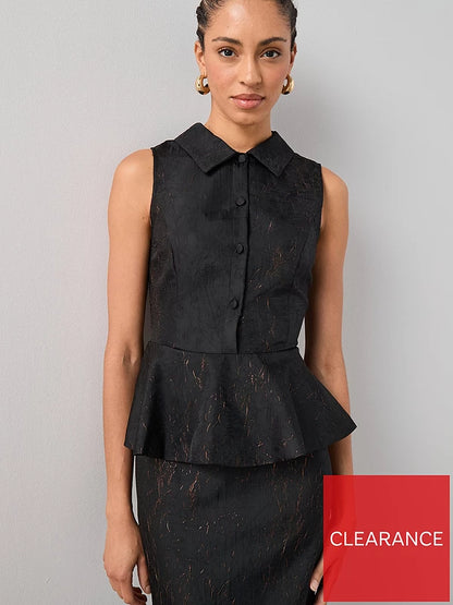 Peplum Waistcoat Midaxi Dress Black