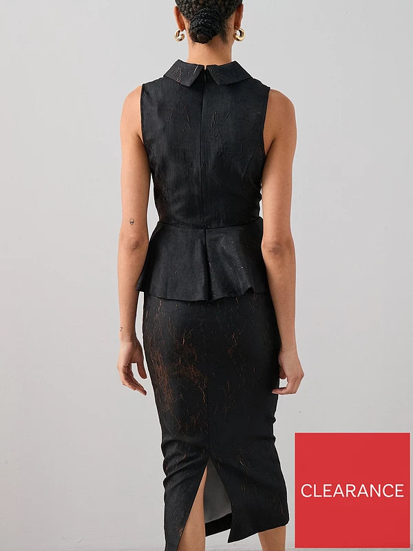 Peplum Waistcoat Midaxi Dress Black