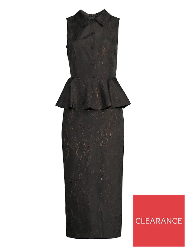 Peplum Waistcoat Midaxi Dress Black