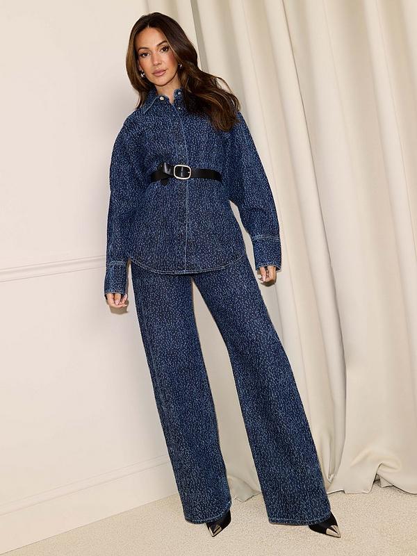 Denim Boucle Sculpted Shirt Dark Wash