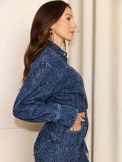 Denim Boucle Sculpted Shirt Dark Wash