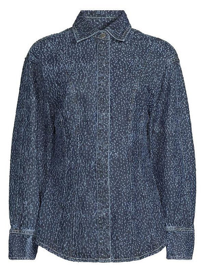 Denim Boucle Sculpted Shirt Dark Wash
