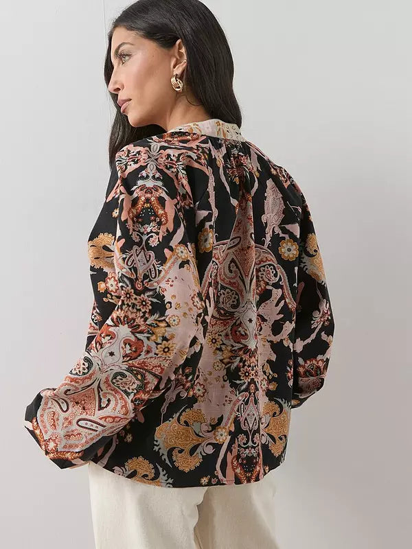 Printed Button Detail Co-ord Blouse Print